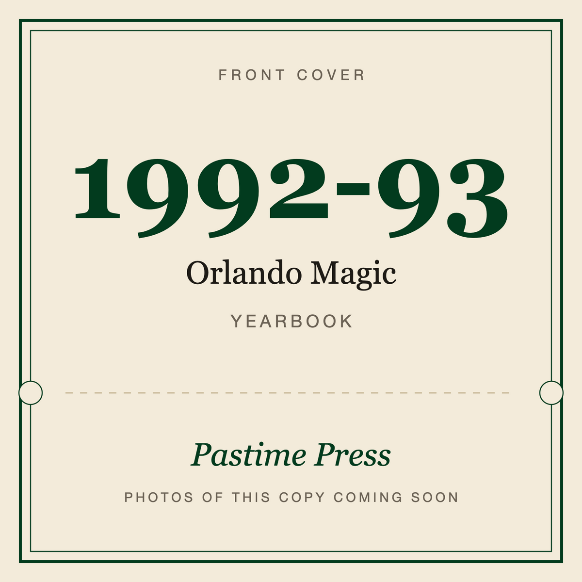 1992-93 Orlando Magic Yearbook, front cover