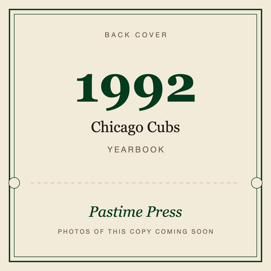 1992 Chicago Cubs Yearbook, back cover