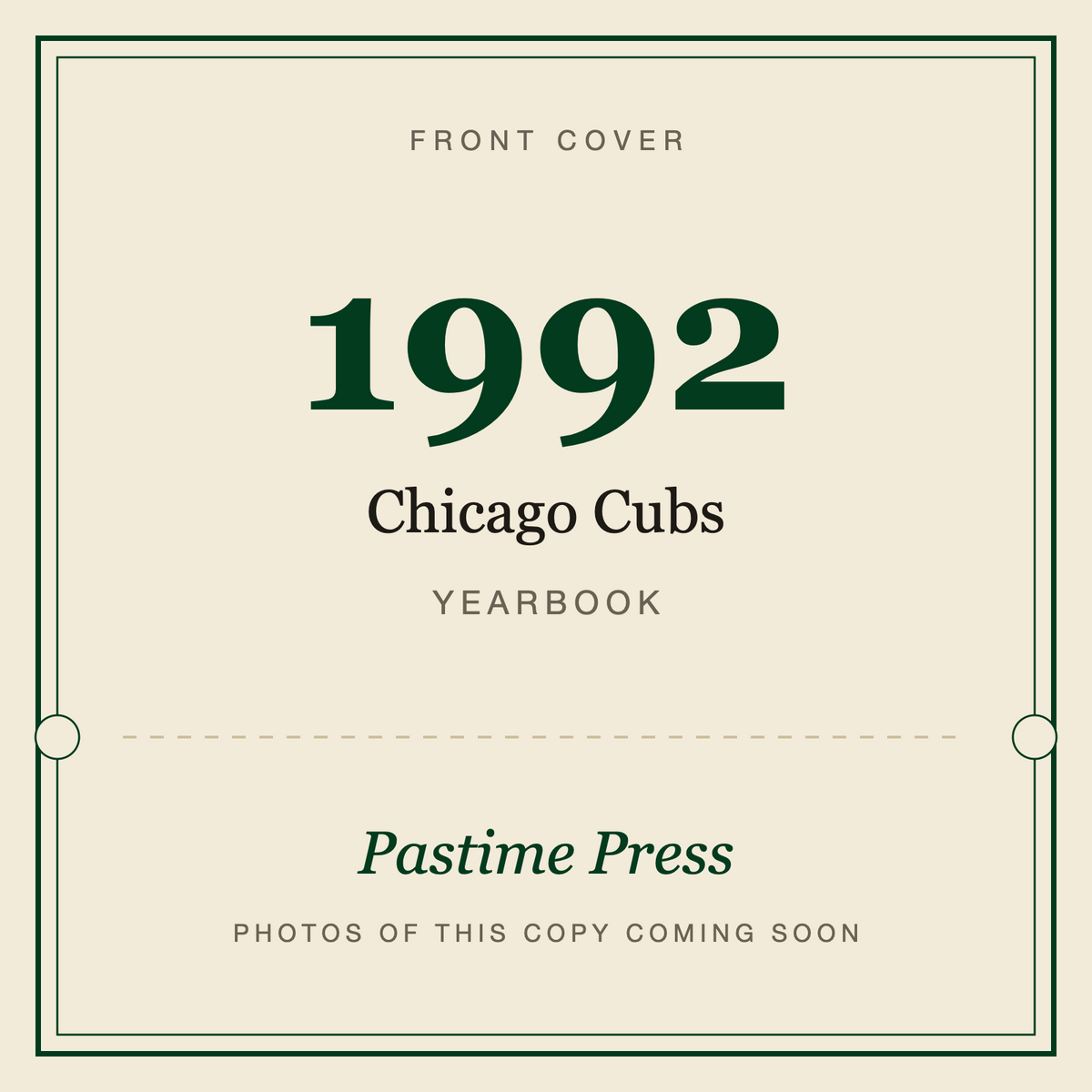 1992 Chicago Cubs Yearbook, front cover
