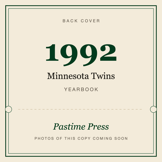 1992 Minnesota Twins Yearbook, back cover
