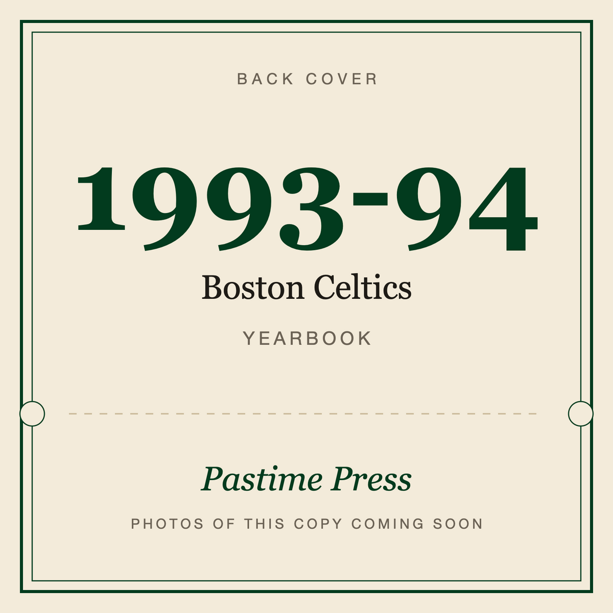1993-94 Boston Celtics Yearbook, back cover