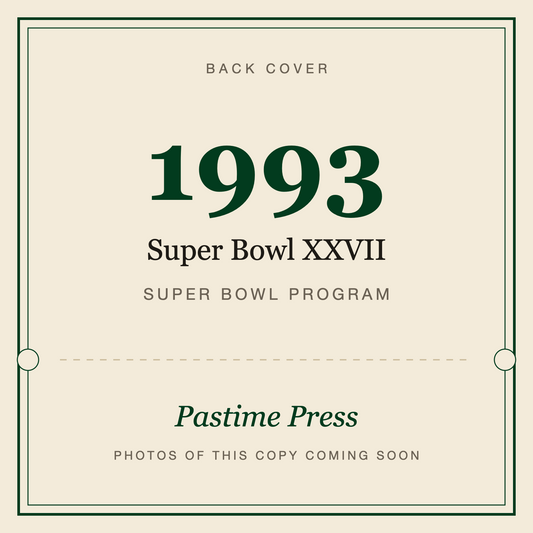 1993 Super Bowl XXVII Program, back cover