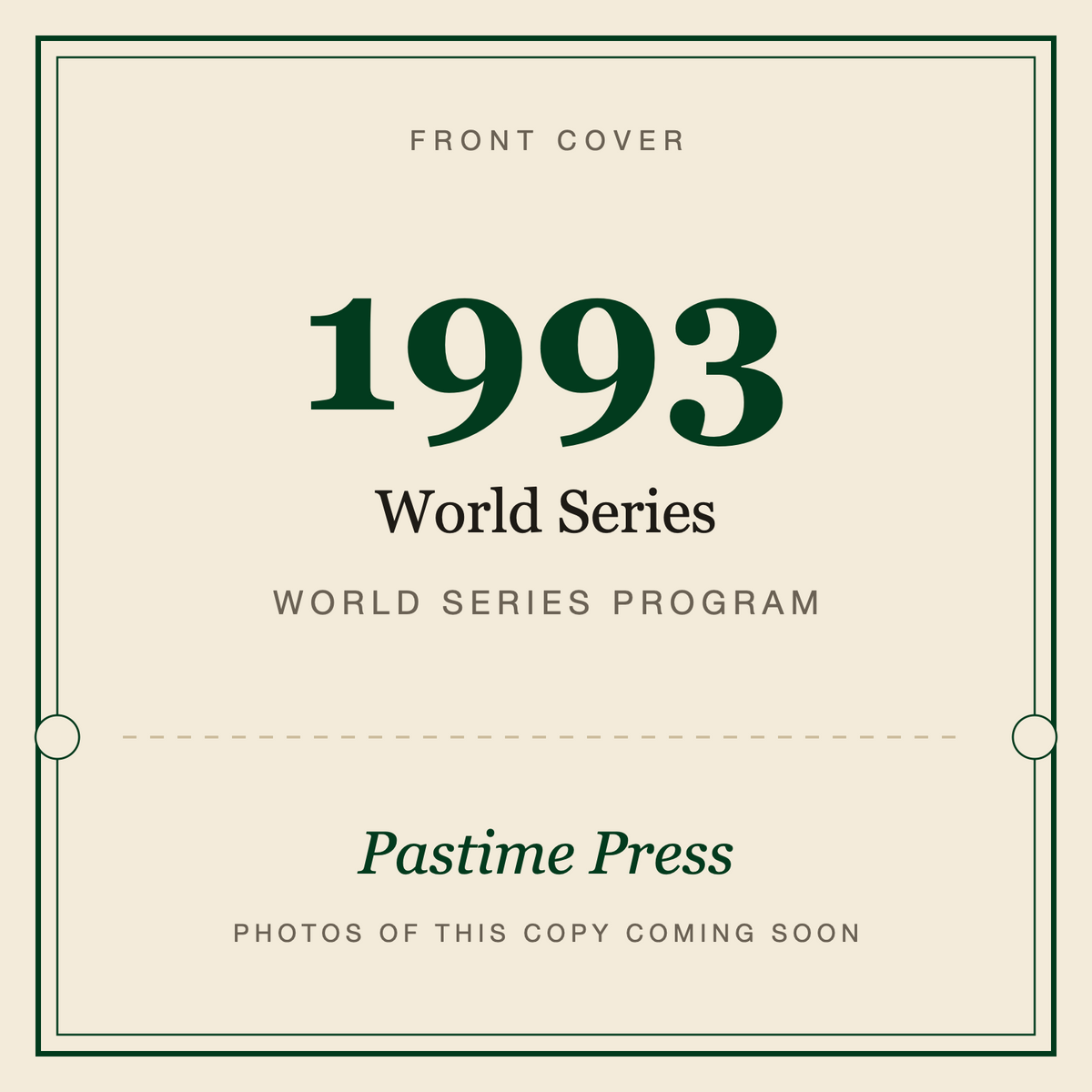 1993 World Series Program, front cover