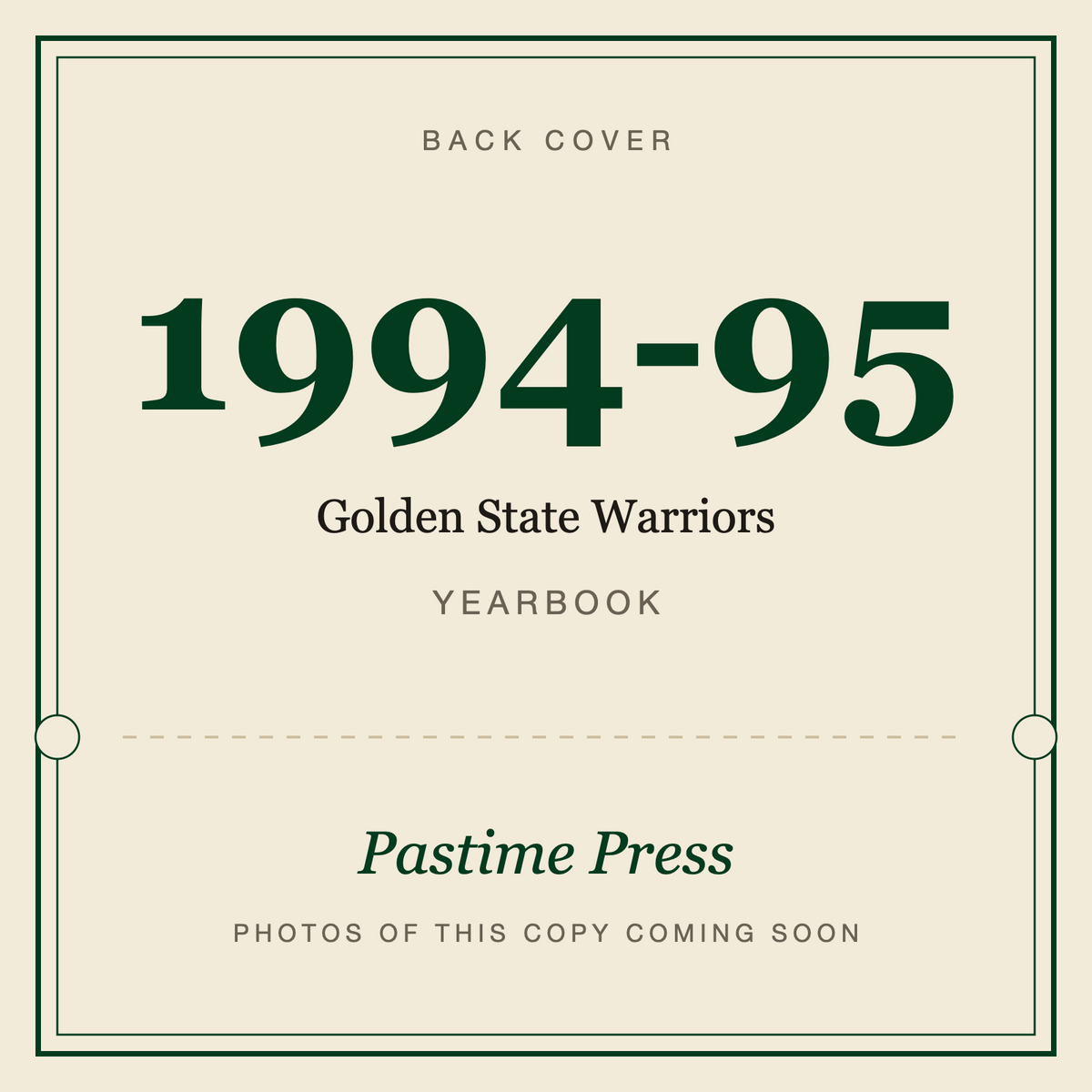 1994-95 Golden State Warriors Yearbook, back cover