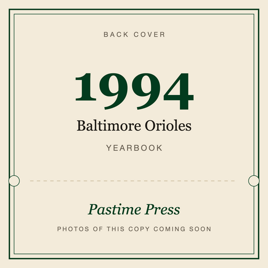1994 Baltimore Orioles Yearbook, back cover