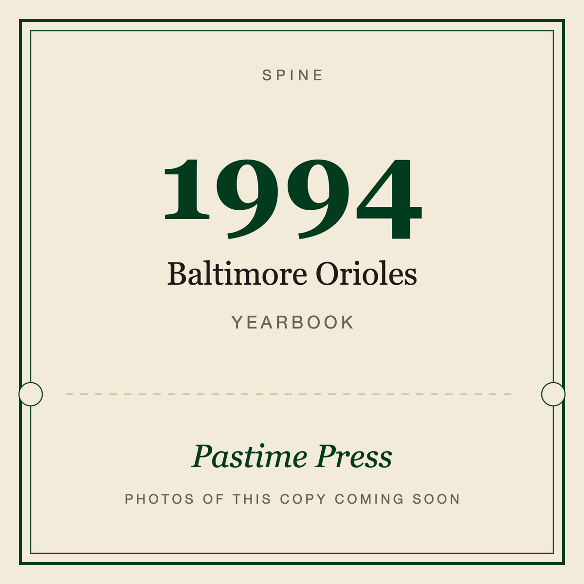 1994 Baltimore Orioles Yearbook, spine