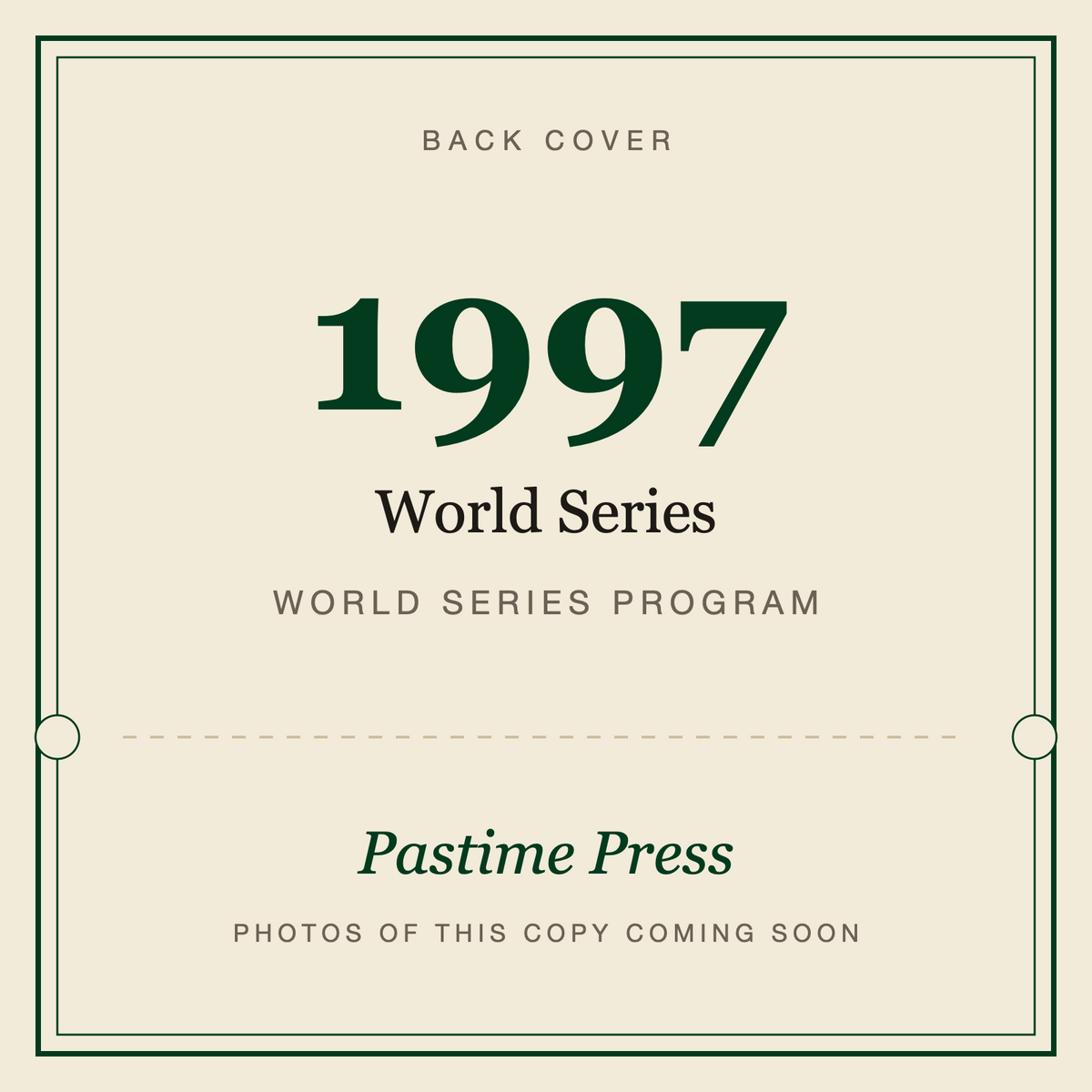 1997 World Series Program, back cover