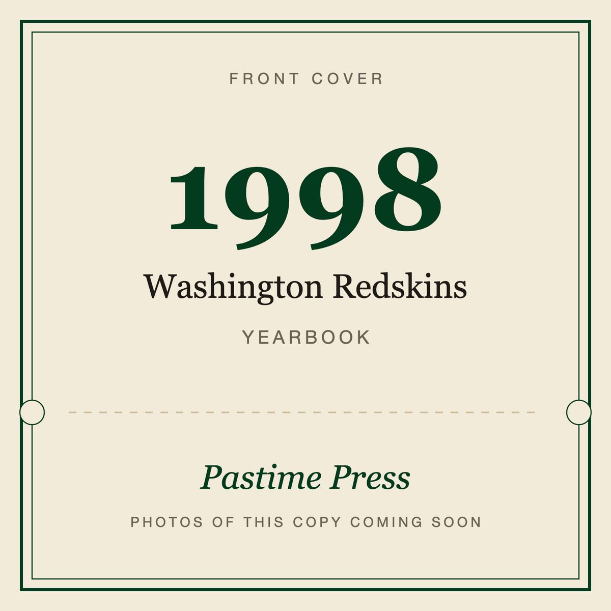 1998 Washington Redskins Yearbook, front cover