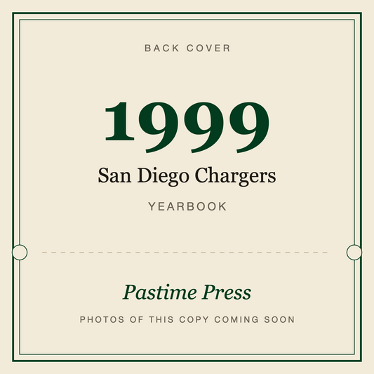 1999 San Diego Chargers Yearbook, back cover