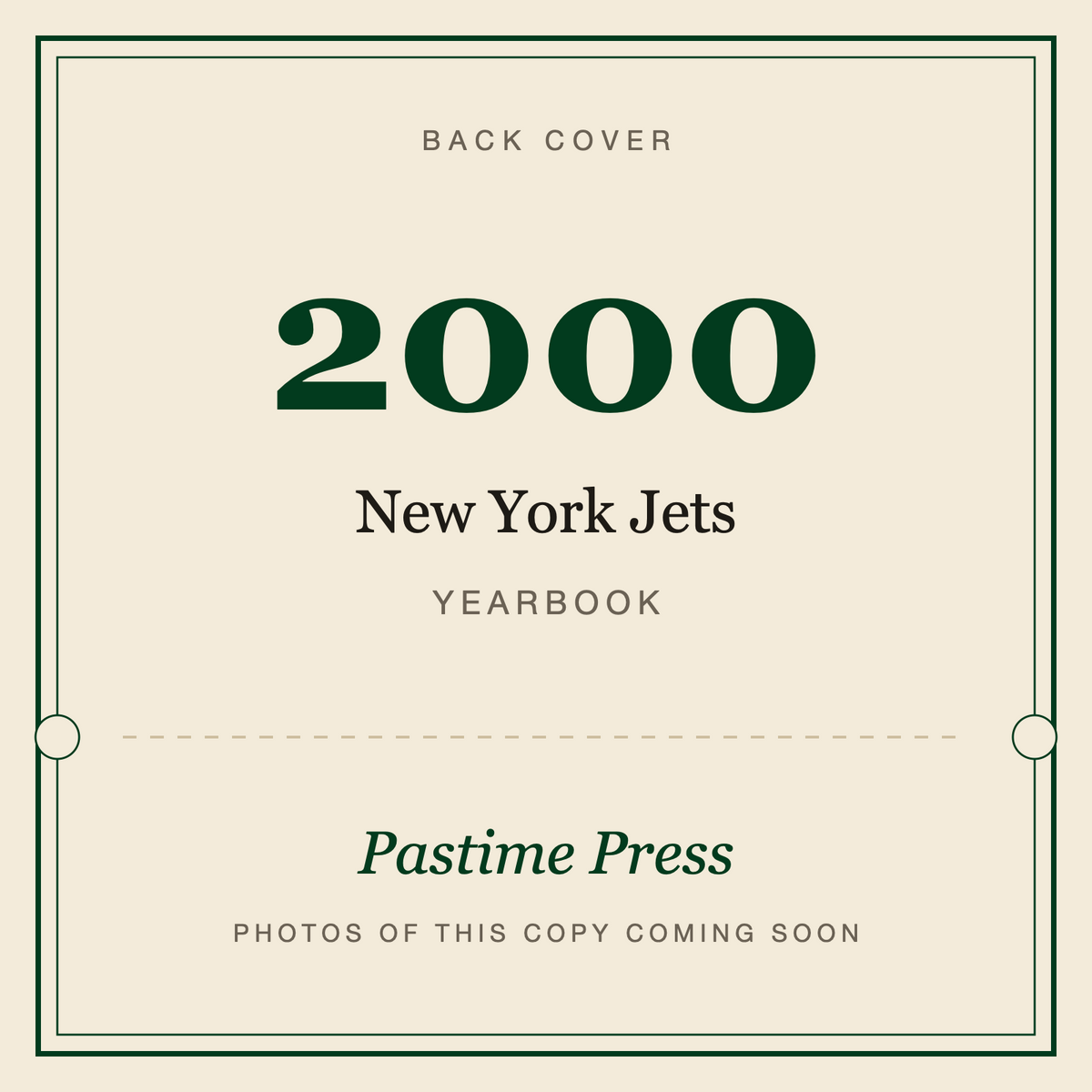 2000 New York Jets Yearbook, back cover