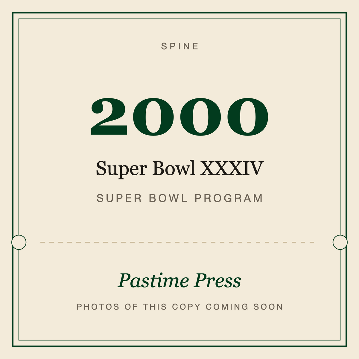 2000 Super Bowl XXXIV Program, spine