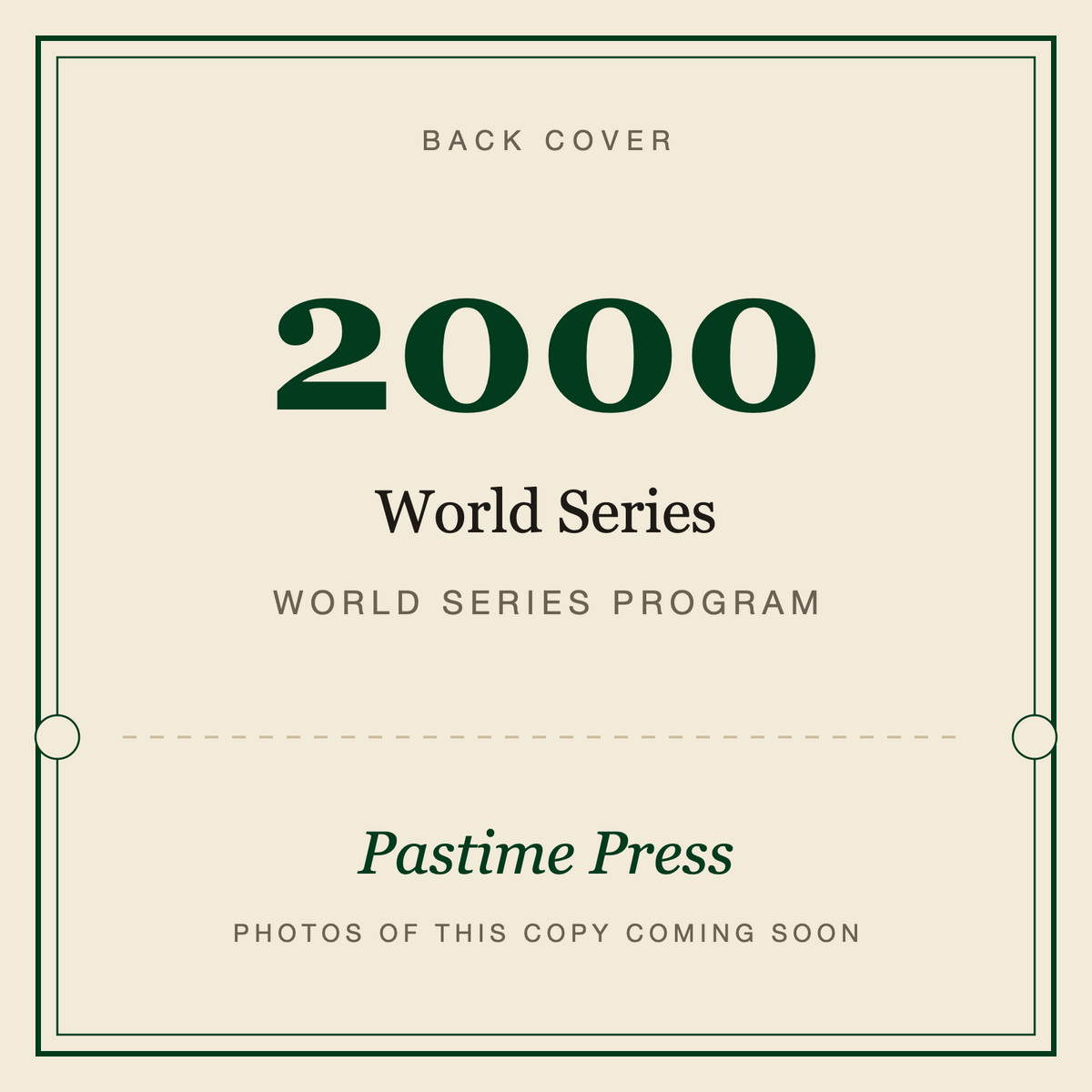 2000 World Series Program, back cover