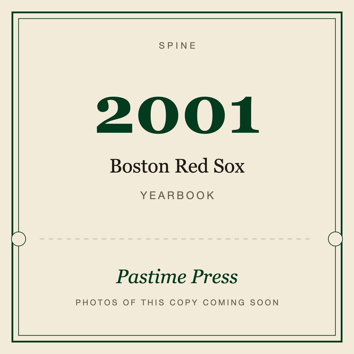 2001 Boston Red Sox Yearbook, spine