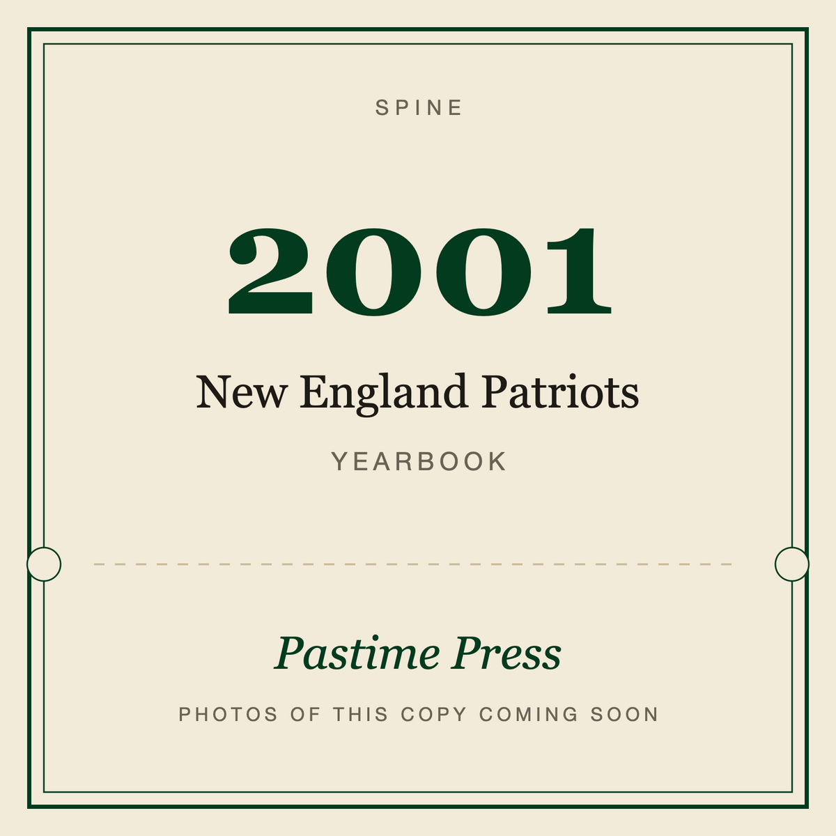 2001 New England Patriots Yearbook, spine