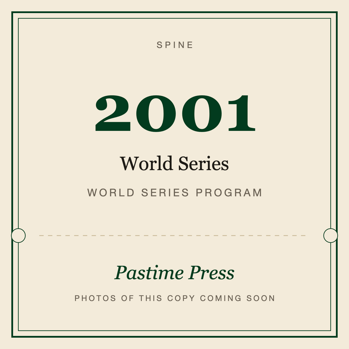 2001 World Series Program, spine