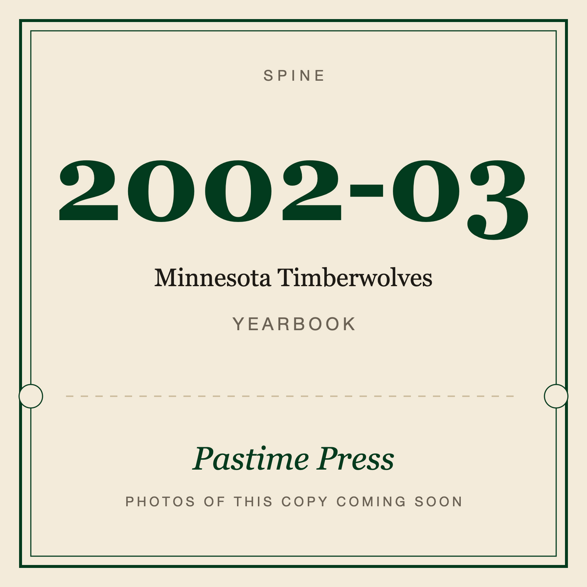 2002-03 Minnesota Timberwolves Yearbook, spine