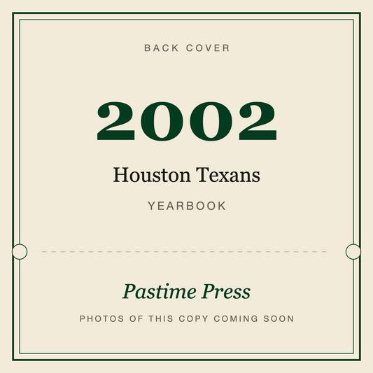 2002 Houston Texans Yearbook, back cover