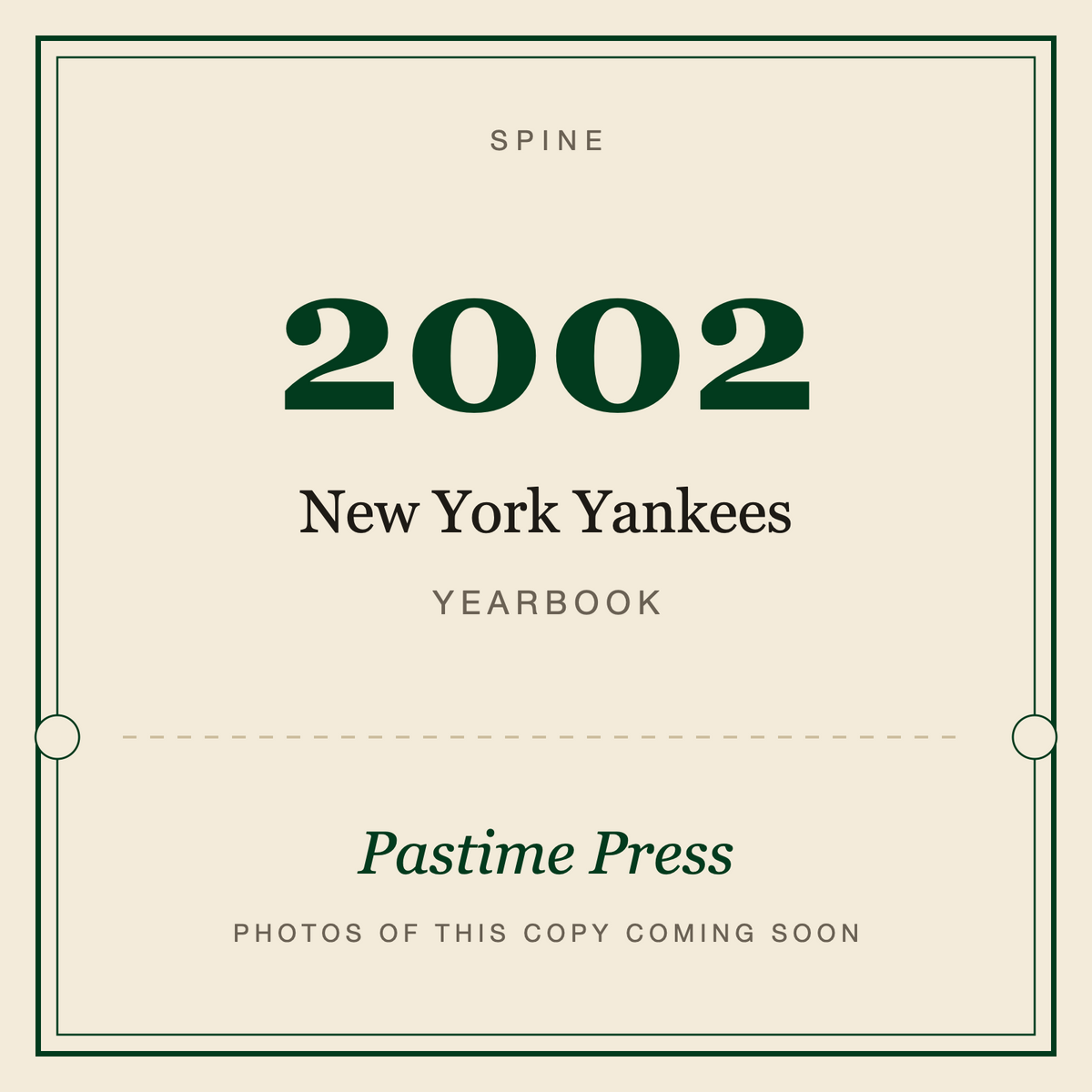 2002 New York Yankees Yearbook, spine
