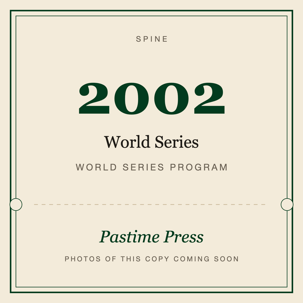 2002 World Series Program, spine