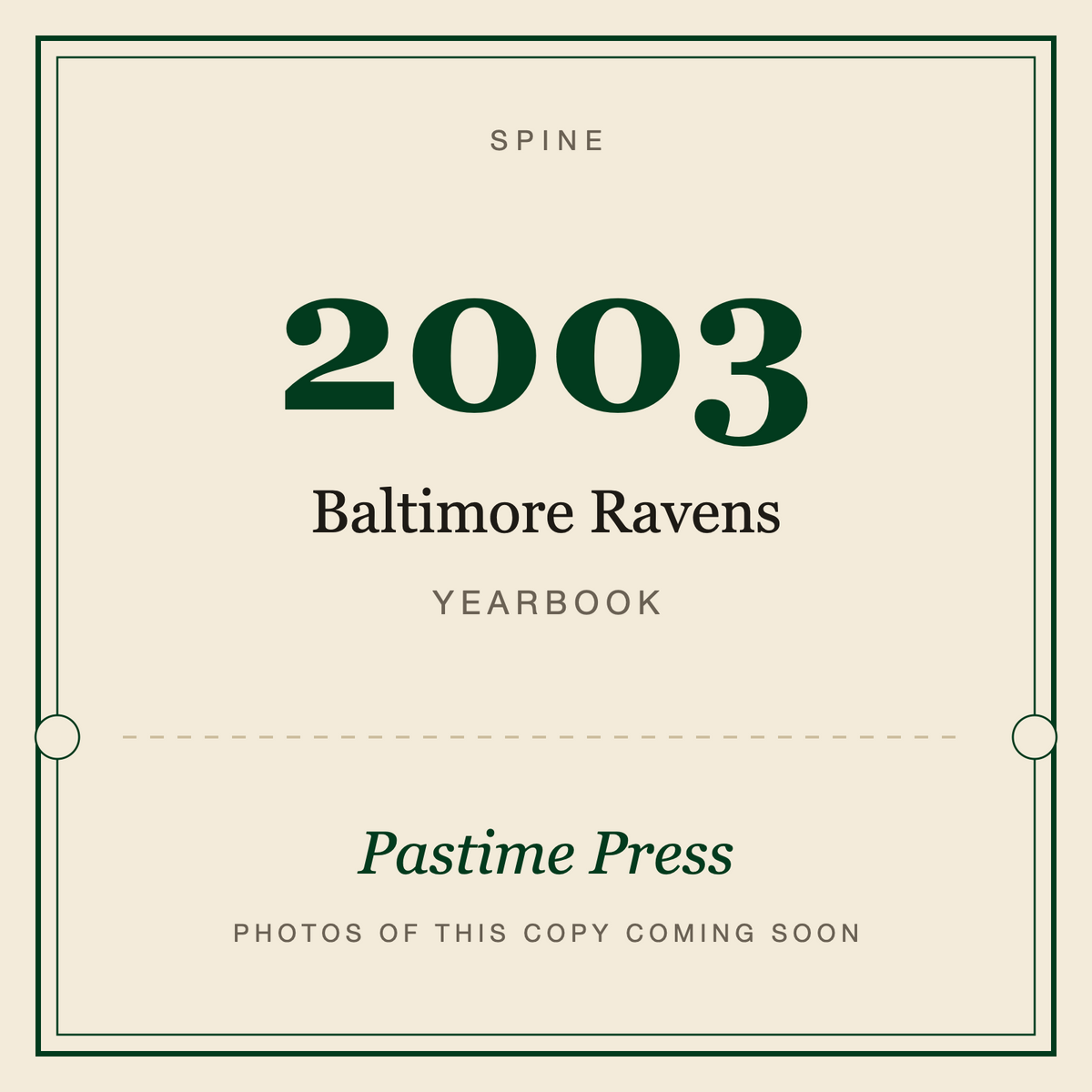 2003 Baltimore Ravens Yearbook, spine
