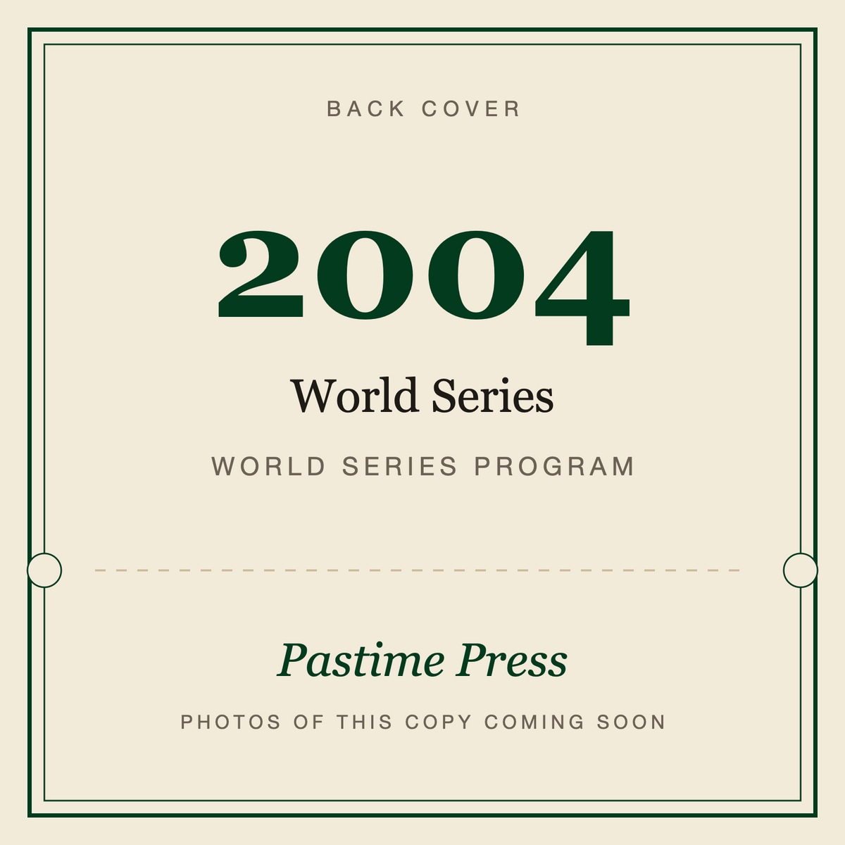 2004 World Series Program, back cover