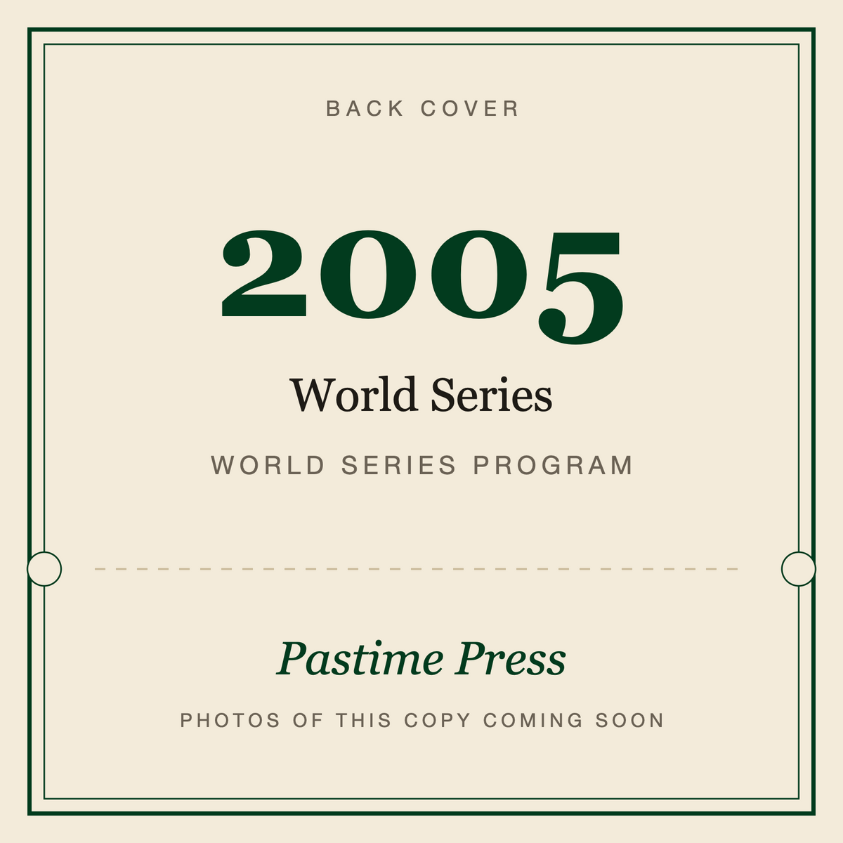 2005 World Series Program, back cover