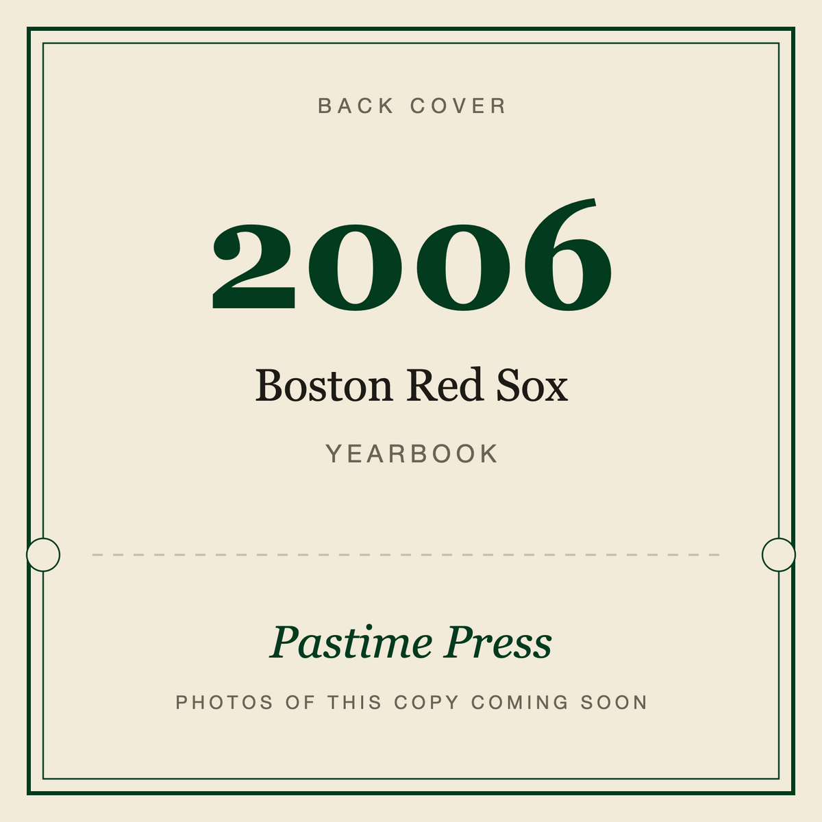 2006 Boston Red Sox Yearbook, back cover