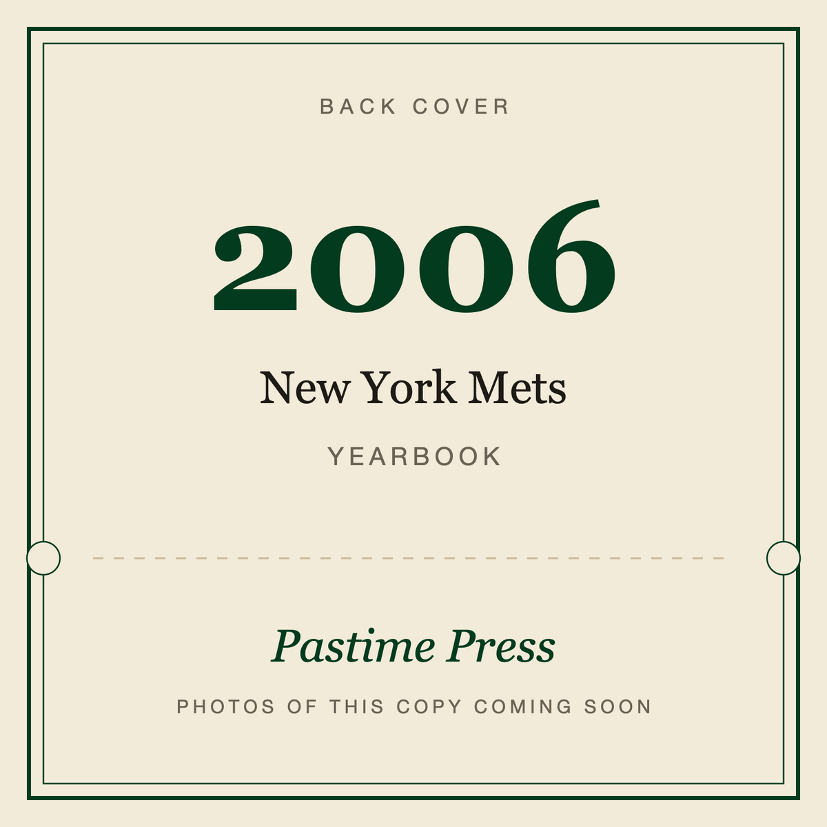 2006 New York Mets Yearbook, back cover