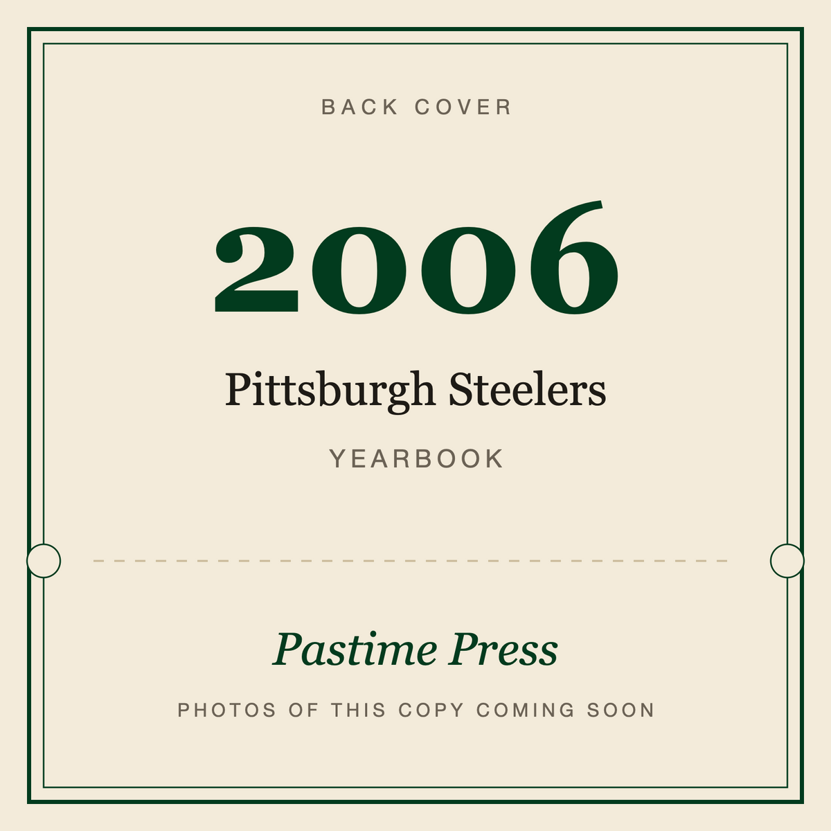 2006 Pittsburgh Steelers Yearbook, back cover