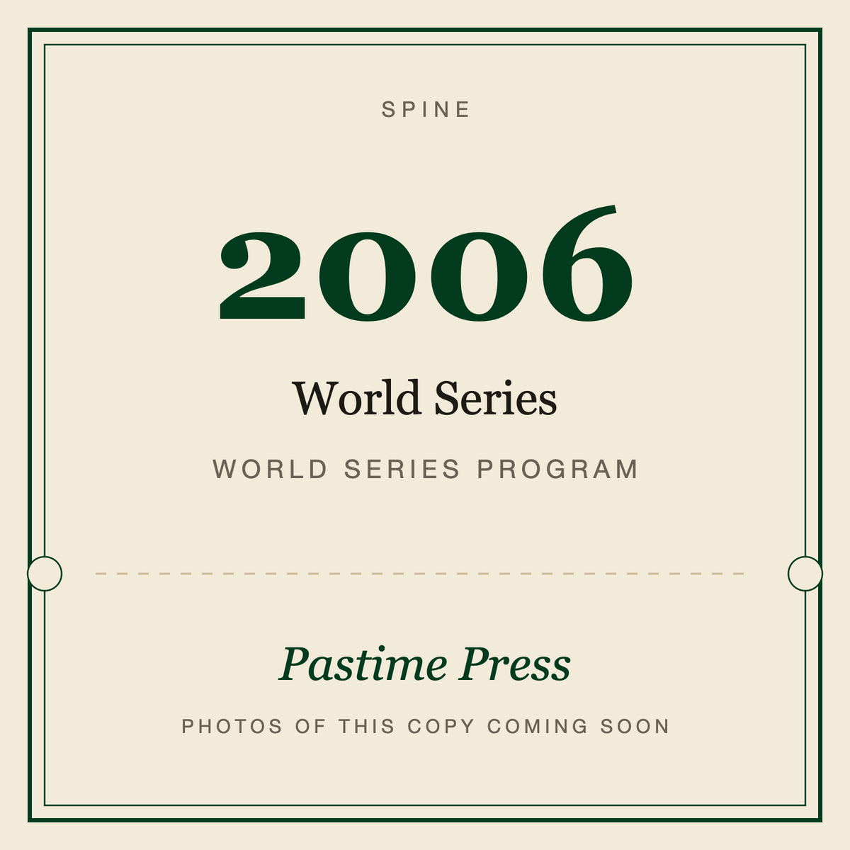 2006 World Series Program, spine