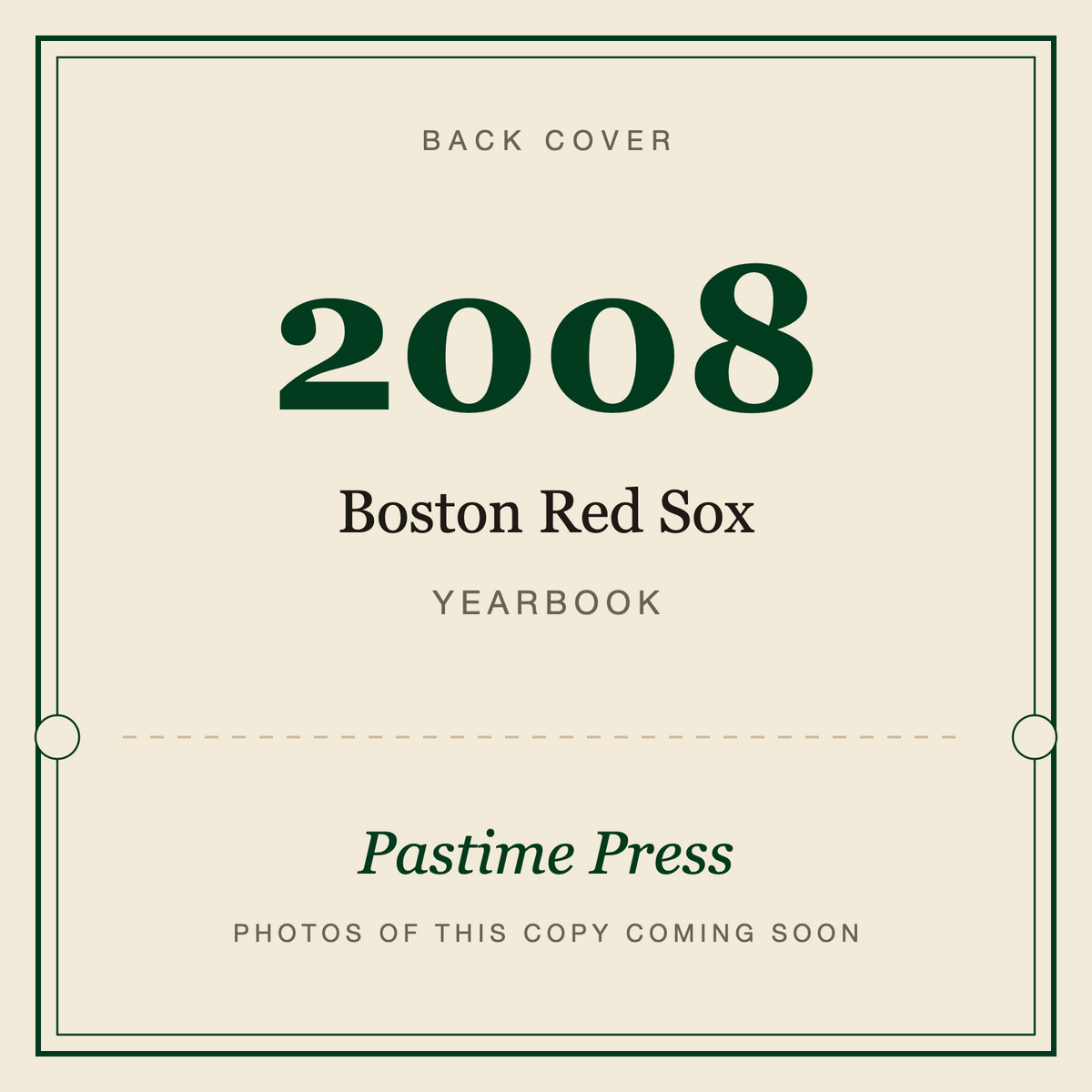 2008 Boston Red Sox Yearbook, back cover