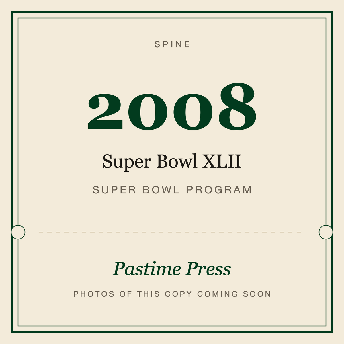 2008 Super Bowl XLII Program, spine
