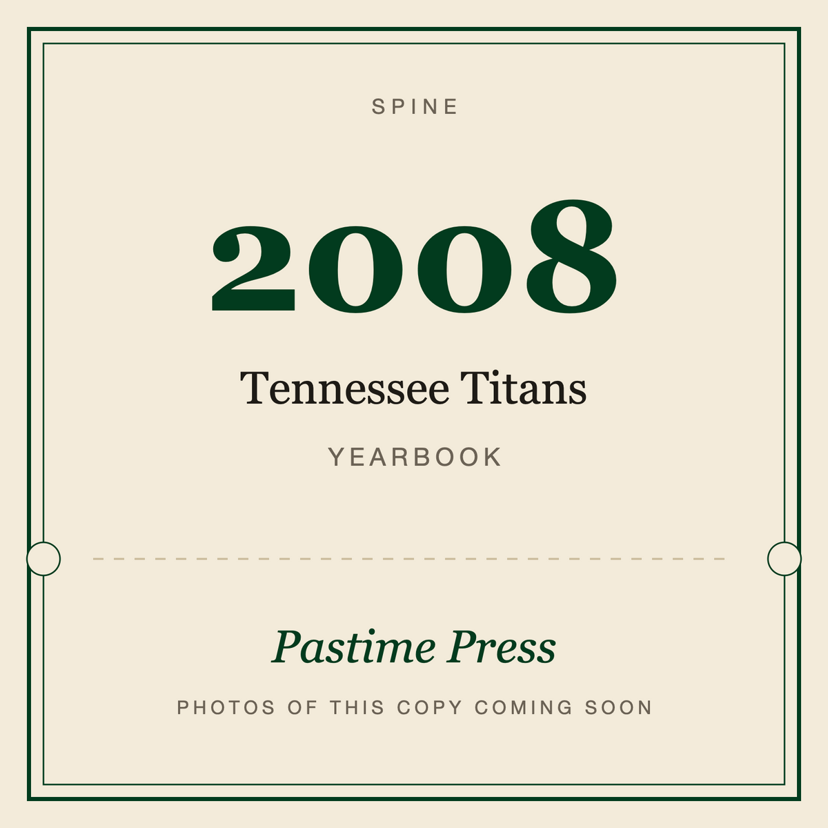2008 Tennessee Titans Yearbook, spine