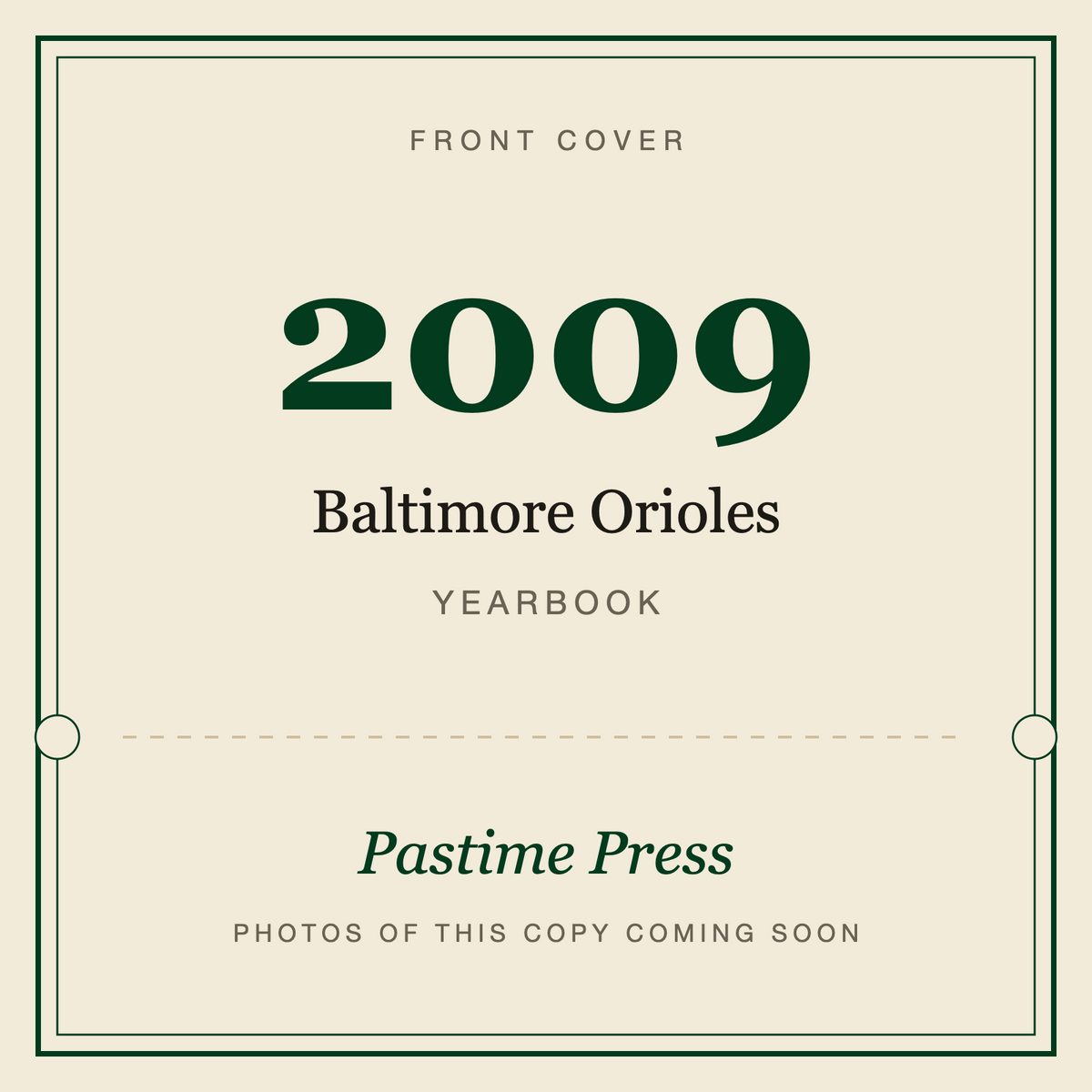 2009 Baltimore Orioles Yearbook, front cover