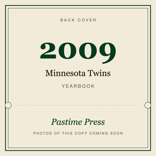 2009 Minnesota Twins Yearbook, back cover