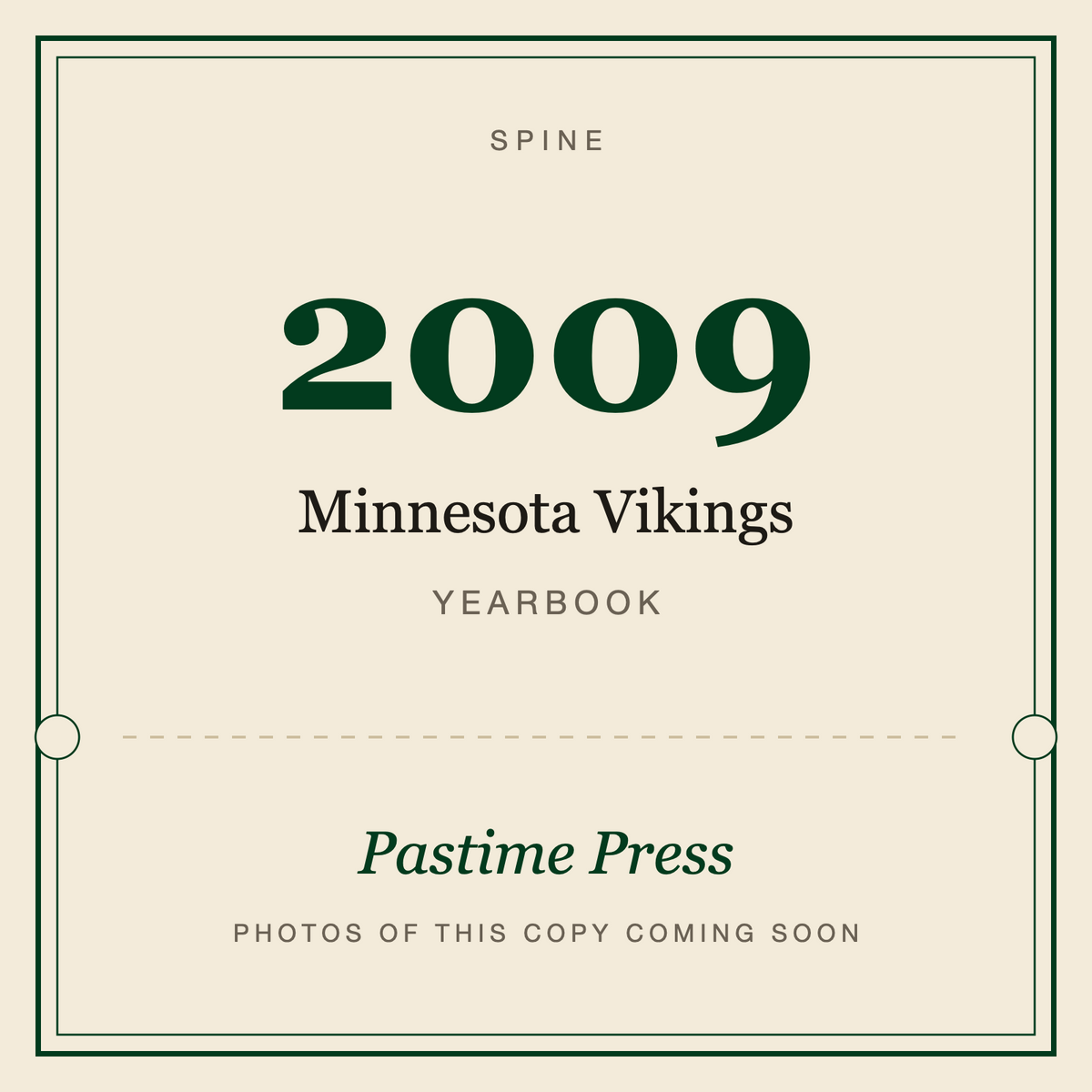 2009 Minnesota Vikings Yearbook, spine