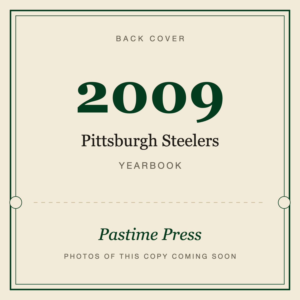 2009 Pittsburgh Steelers Yearbook, back cover