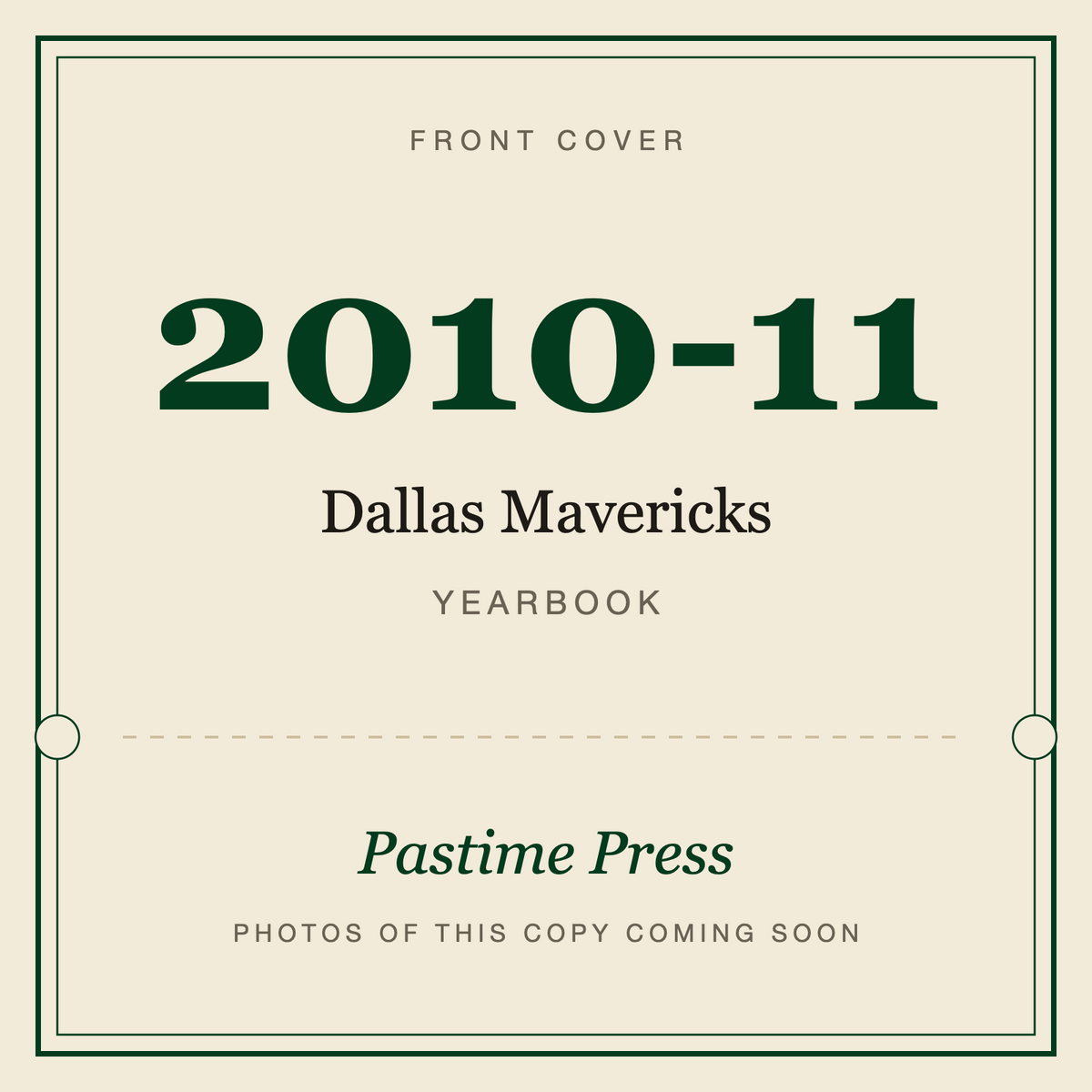 2010-11 Dallas Mavericks Yearbook, front cover
