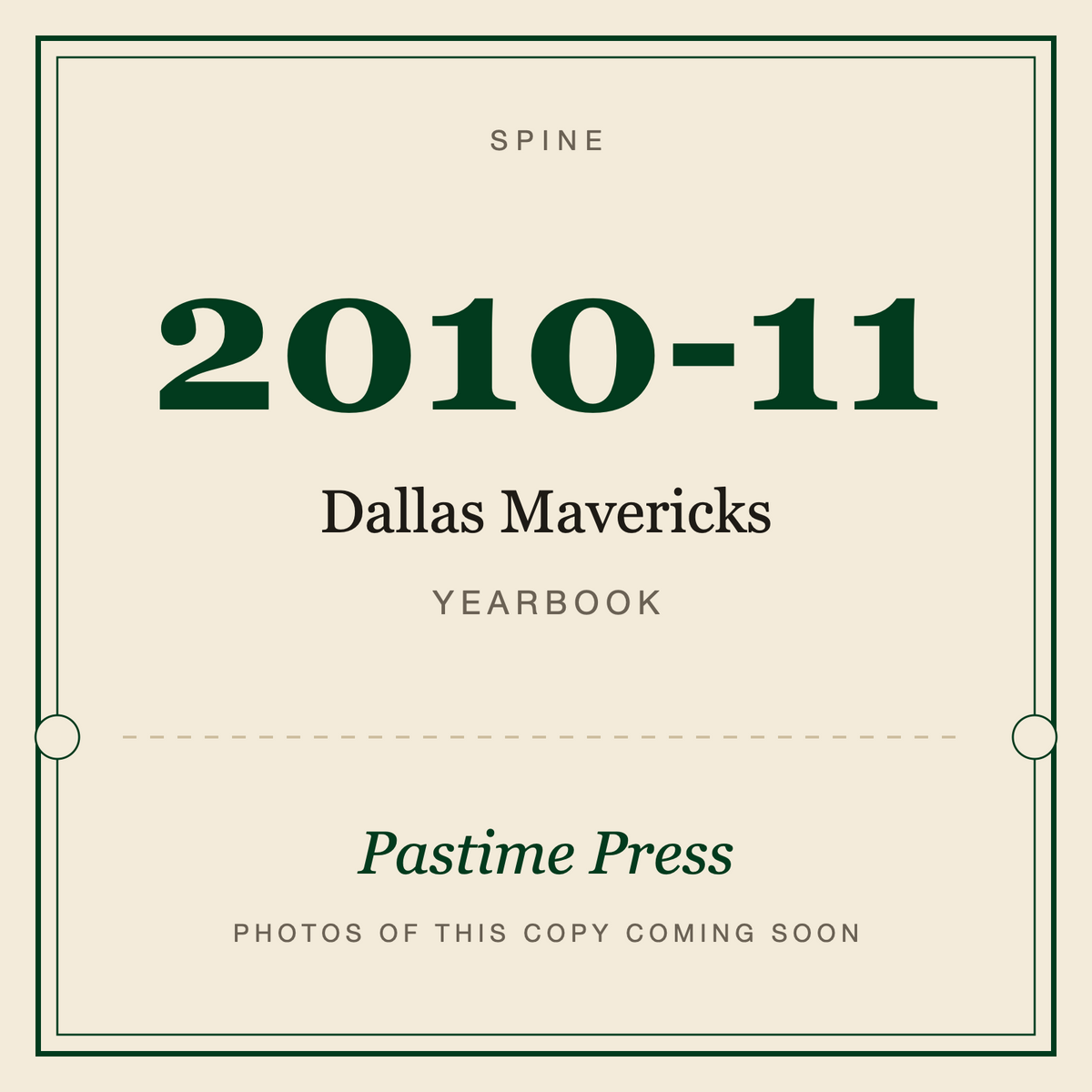 2010-11 Dallas Mavericks Yearbook, spine