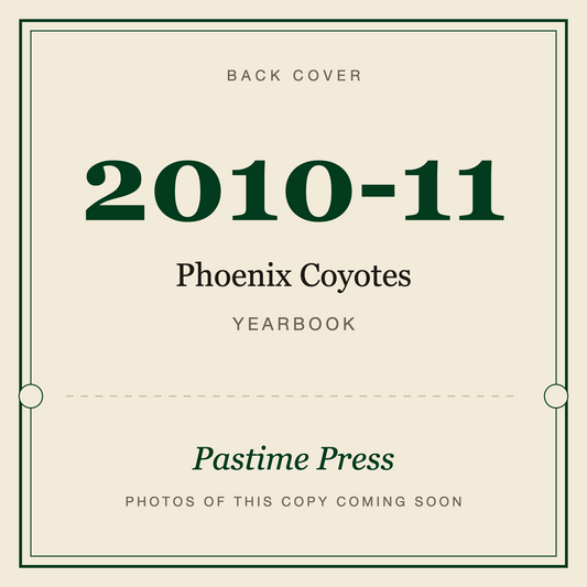 2010-11 Phoenix Coyotes Yearbook, back cover