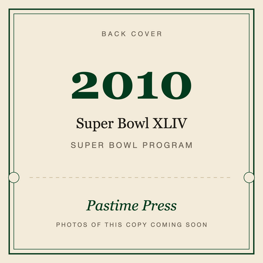 2010 Super Bowl XLIV Program, back cover
