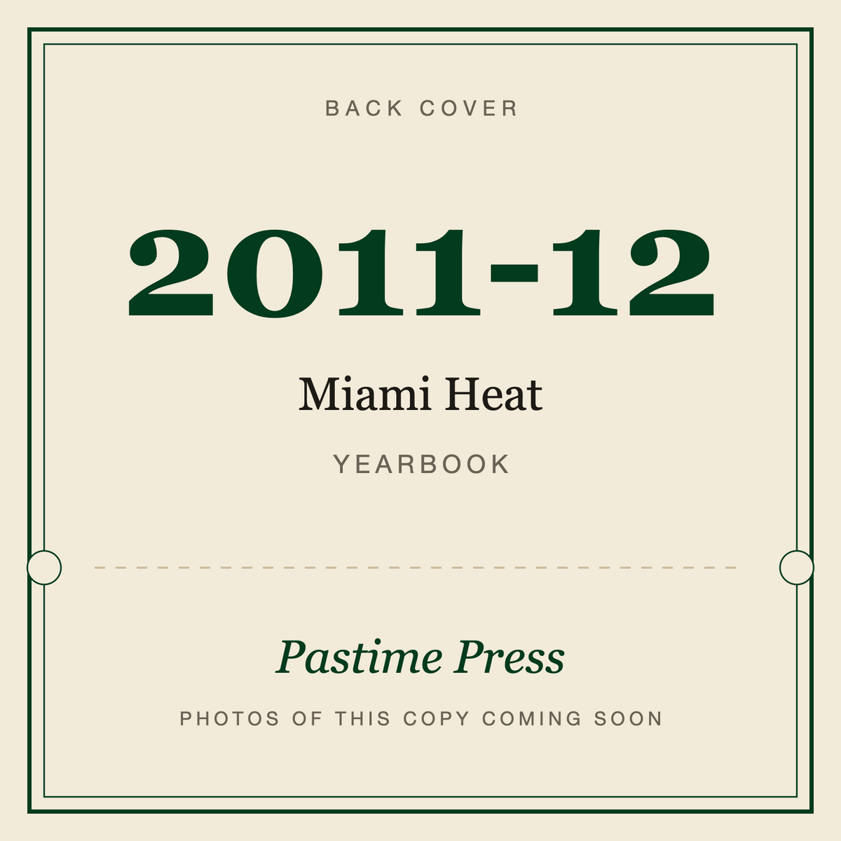 2011-12 Miami Heat Yearbook, back cover