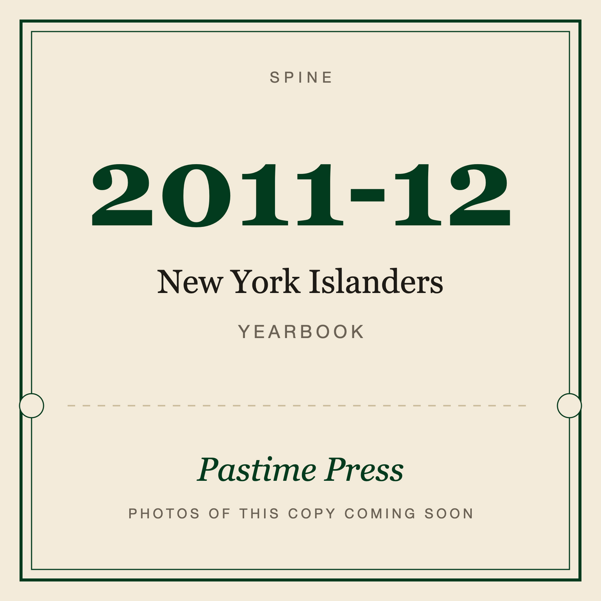 2011-12 New York Islanders Yearbook, spine