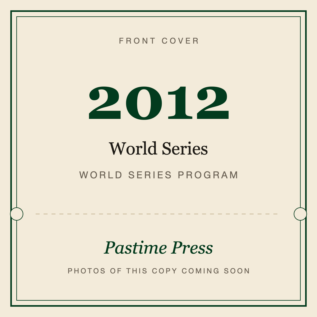2012 World Series Program, front cover