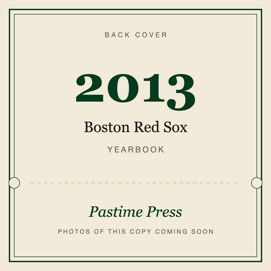 2013 Boston Red Sox Yearbook, back cover