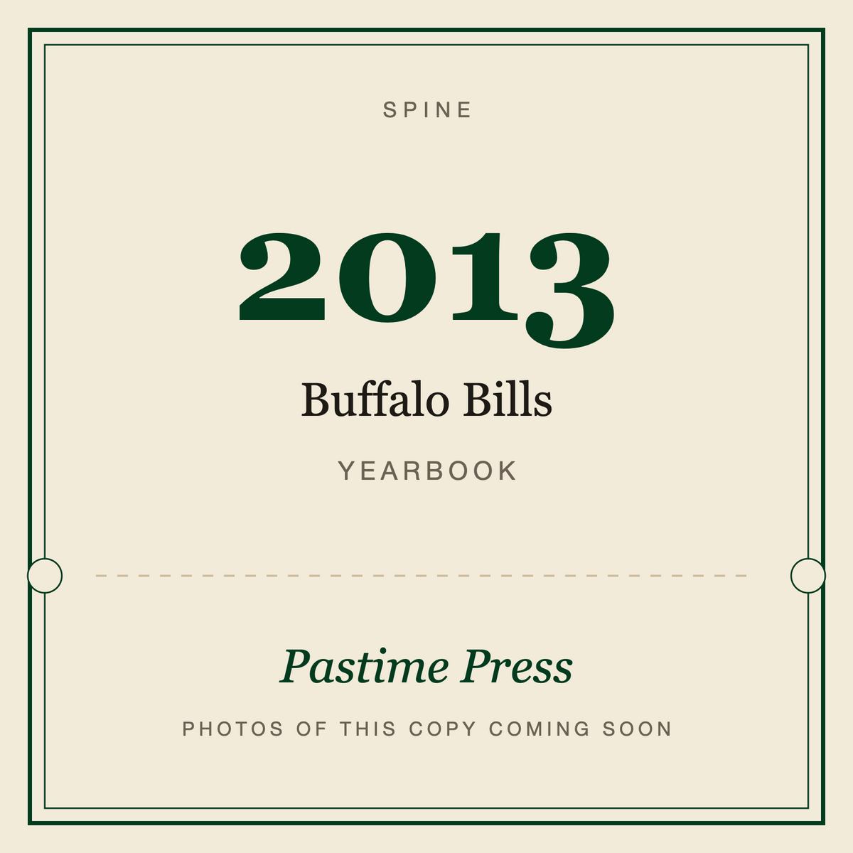 2013 Buffalo Bills Yearbook, spine