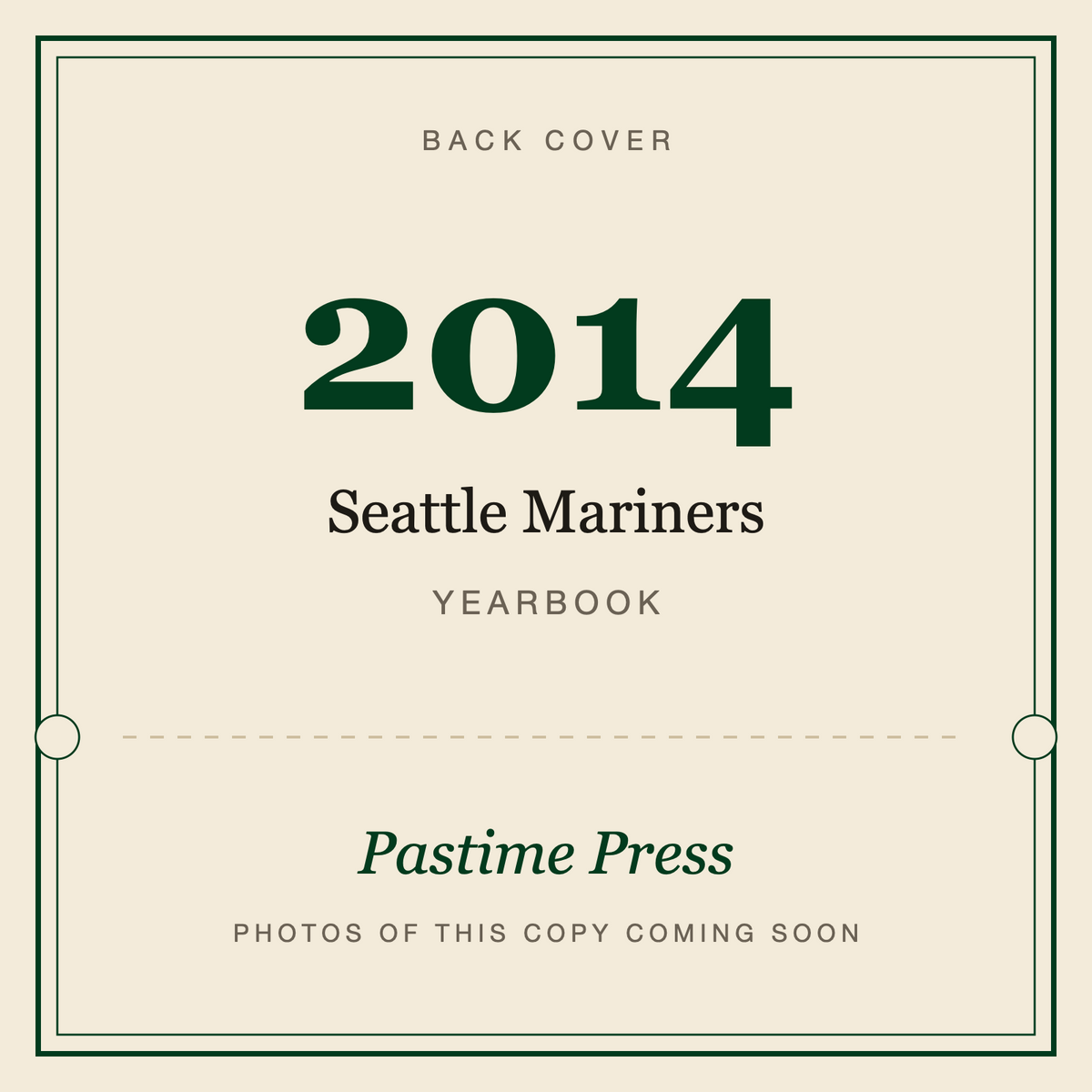 2014 Seattle Mariners Yearbook, back cover