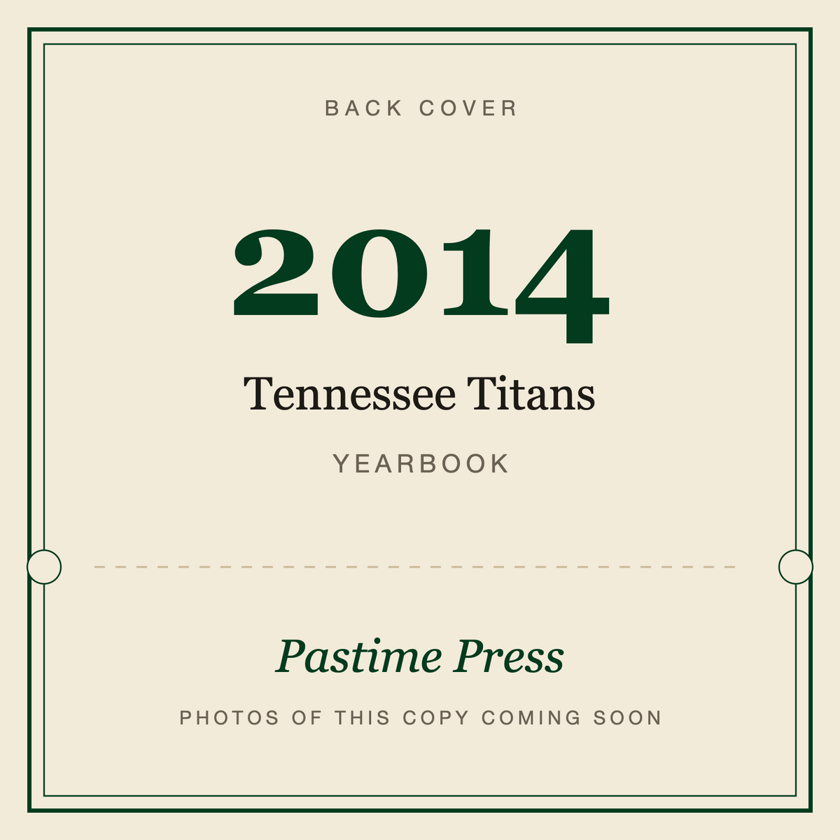 2014 Tennessee Titans Yearbook, back cover