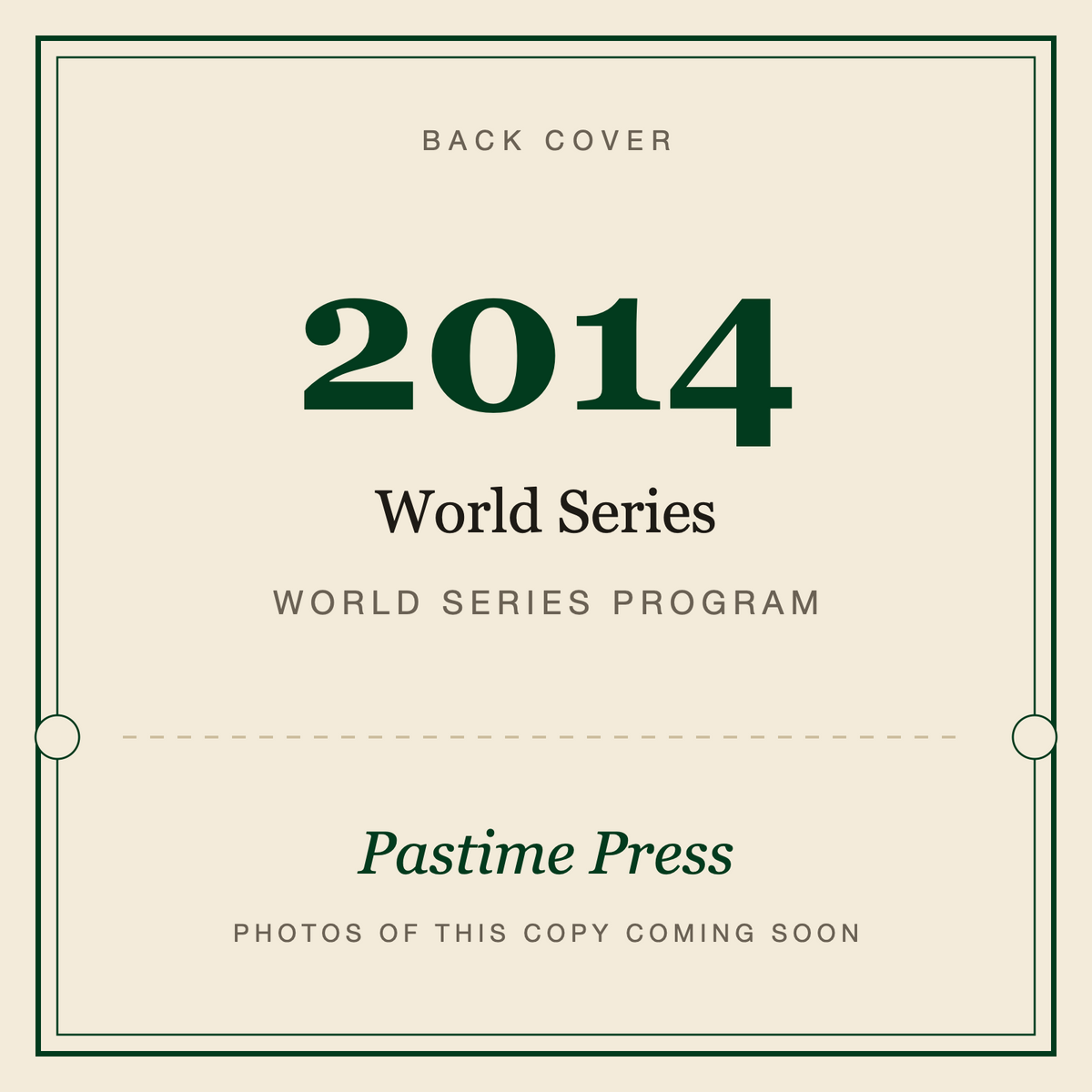 2014 World Series Program, back cover