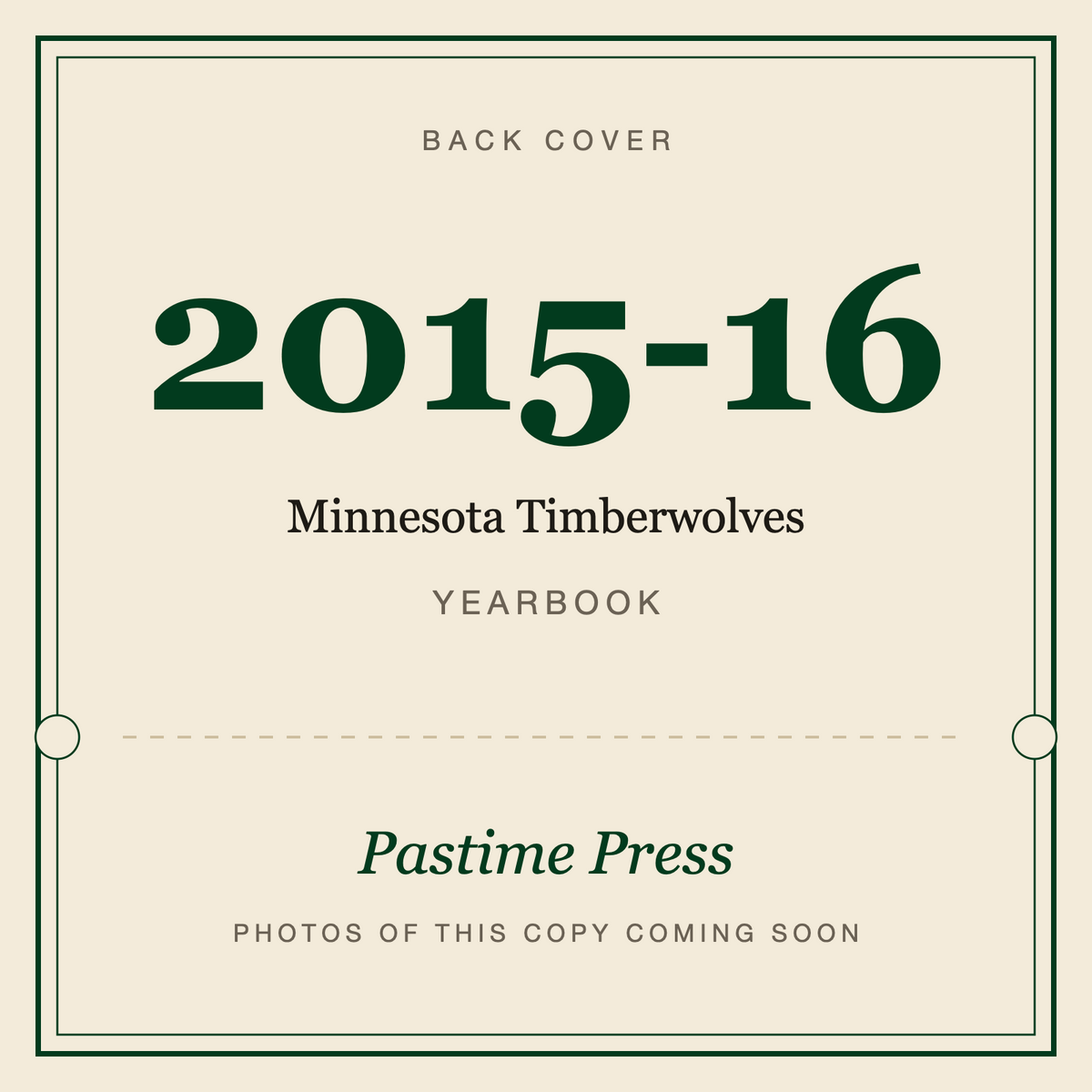 2015-16 Minnesota Timberwolves Yearbook, back cover